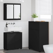 vidaXL Conjunto de Móveis para Banheiro 3 pcs Preto Madeira processada