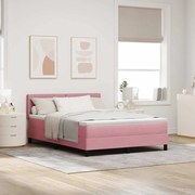 Cama Box com Colchão vidaXL Rosa 140x190 cm Veludo