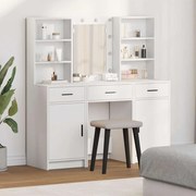 vidaXL Conjunto de Mesa de Maquiagem com LED com gaveta 3 pcs Branco
