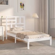 vidaXL Estrutura cama pequena solteiro 75x190 cm madeira maciça branco