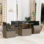 vidaXL 6 pcs conjunto sofás de jardim com almofadões vime cinzento