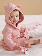 Roupão animal personalizável, em gaze de algodão bio*,  para bebé rosa