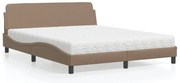 vidaXL Cama com colchão 160x200 cm couro artificial cappuccino