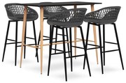 vidaXL 5 pcs conjunto de bar preto e cinzento