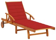 vidaXL Espreguiçadeira de jardim com almofadão madeira acácia maciça