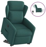 vidaXL Poltrona reclinável elevatória elétrica tecido verde-escuro