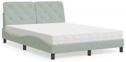 vidaXL Cama com colchão 120x200 cm veludo cinzento-claro