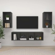 vidaXL Armários de parede para TV 4 pcs derivados de madeira cinzento