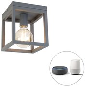 LED Candeeiro de teto inteligente industrial cinzento escuro incl. Wifi G95 - Cage Moderno,Design,Industrial
