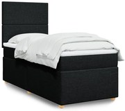 vidaXL Cama com molas/colchão 100x200 cm tecido preto