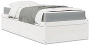 vidaXL Cama com colchão 100x200 cm madeira de pinho maciça branco