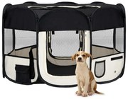 vidaXL Parque dobrável p/ cão c/ saco de transporte 125x125x61cm preto