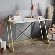 Secretária Anemon – Branco e Dourado – 120x75x60 cm