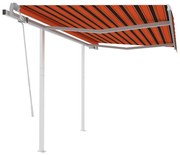 Toldo retrátil manual com postes 3x2,5 m laranja e castanho