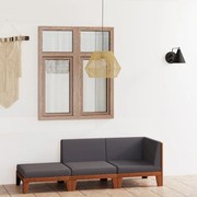 vidaXL 3 pcs conjunto lounge de jardim c/ almofadões acácia maciça