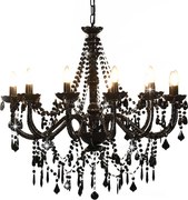 281609 vidaXL Lustre com contas lâmpadas 12 x E14 preto