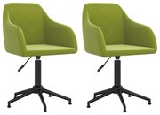 Cadeiras de jantar giratorias 2 pcs veludo verde-claro