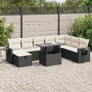 vidaXL 9 pcs conjunto de sofás p/ jardim c/ almofadões vime PE preto