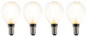 Conjunto de 4 lâmpadas LED E14 reguláveis P45 transparente 3W 250lm 2700K