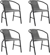 vidaXL Cadeiras de jardim 4 pcs vime plástico e aço 110 kg