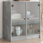vidaXL Armário de apoio c/ portas de vidro 68x37x75,5 cm cinza cimento