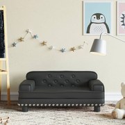 vidaXL Sofá infantil 70x45x30 cm couro artificial preto