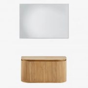 Conjunto De Móvel De Casa De Banho Suspenso 90x40 Cm Em Madeira De Manga Analis Madeira De Manga & Sem Lavatório & Led Retangular - Sklum