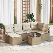 vidaXL Conjunto de Sofás de Jardim de 7 Peças com Almofadas em Rattan Sintético Marrom