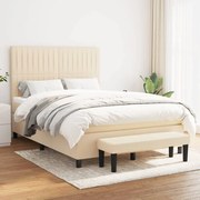 vidaXL Cama com molas/colchão 140x200 cm tecido cor creme