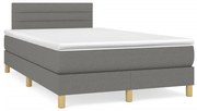 vidaXL Cama boxspring com colchão 120x190 cm tecido cinzento-escuro