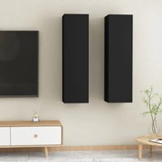 vidaXL Móveis de TV 2 pcs 30,5x30x110 cm derivados de madeira preto
