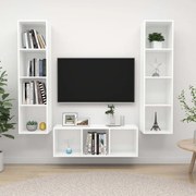 vidaXL 3 pcs conjunto de móveis de TV contraplacado branco