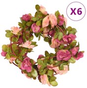 vidaXL Grinaldas de flores de Natal 6 pcs 250 cm vermelho rosado