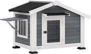 PawHut Casota para Cães de Exterior em Madeira Casa para Cães Médios com Teto de Asfalto Chão Removível 98x76x69,5 cm Cinzento | Aosom Portugal