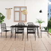 7 pcs conjunto de jantar p/ jardim corda de algodão e aço preto