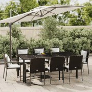 vidaXL 9 pcs conjunto de jantar p/ jardim c/ almofadões vime PE preto