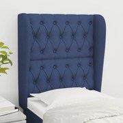 vidaXL Cabeceira de cama c/ abas tecido 83x23x118/128 cm azul