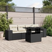 vidaXL 5 pcs conjunto sofás de jardim com almofadões vime PE preto