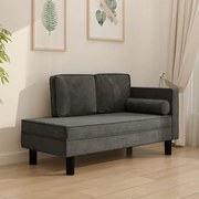 vidaXL Chaise longue com almofadões e rolo veludo cinza-escuro