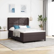 vidaXL Cama Box com colchão - Marrom escuro - 140x200 cm, tecido