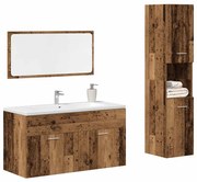 vidaXL 3 pcs conj. móveis casa banho derivados madeira madeira velha
