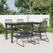 vidaXL Conjunto de jantar para jardim 5 pcs vime PVC preto