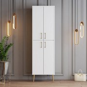 Armário para Sapatos Berlin – Branco e Dourado – 60 cm x 202 cm x 35 c