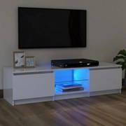 Móvel de TV com luzes LED 120x30x35,5 cm branco brilhante