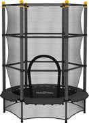 HOMCOM Trampolim para Crianças com Rede de Segurança e Estrutura de Aço para Interiores e Exteriores Carga 50kg Ø140x190 cm Preto | Aosom Portugal