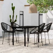 5 pcs conjunto de jantar para jardim preto