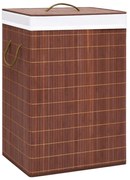 vidaXL Cesto para roupa suja c/ 2 secções 72 L bambu castanho