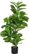 HOMCOM Planta Artificial Ficus 110 cm Planta com 90 Folhas Musgo e Vaso Planta Artificial Decorativa para Interior e Exterior Verde | Aosom Portugal