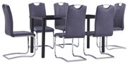 7 pcs conjunto de jantar camurça artificial cinzento