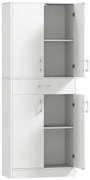 HOMCOM Armário de Cozinha com 4 Portas 1 Gaveta e Prateleiras Ajustáveis Anti-Tombo Armário de Cozinha Moderno 70,8x34x180 cm Branco | Aosom Portugal